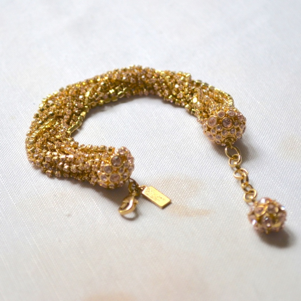 Kate Spade Blush Crystal Cascade Gold Bracelet